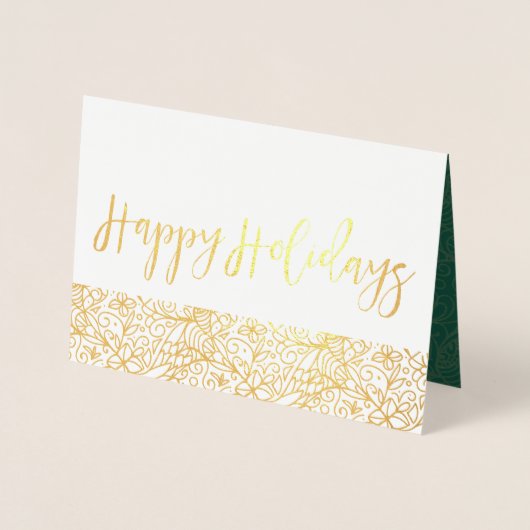 Groene en gouden Prettige feestdagen Folie Kaarten (Voorkant)