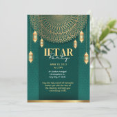Groene en gouden Ramadan Iftar-feestuitnodiging Kaart (Staand voorkant)