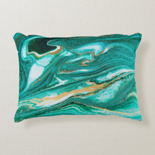 Groene en gouden rimpel van de agate achtergrond. accent kussen