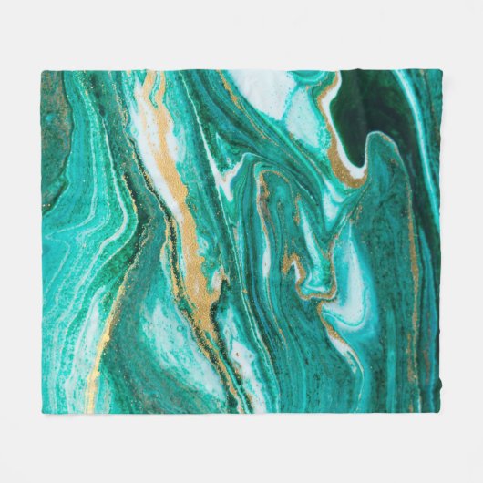 Groene en gouden rimpel van de agate achtergrond. fleece deken (Voorkant (Horizontaal))