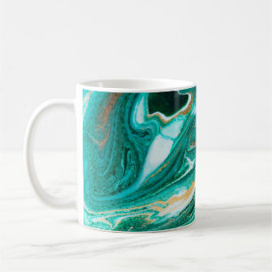 Groene en gouden rimpel van de agate achtergrond. koffiemok