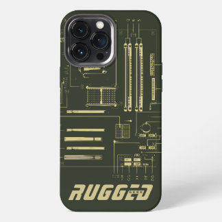 groene en gouden ROBUUST GEEK Moederbordtechnologi iPhone 13 Pro Max Hoesje