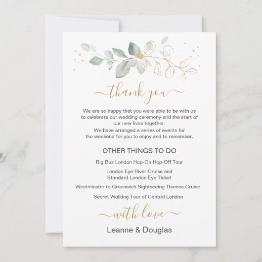 Groene en gouden rondleiding kaart (Achterkant)