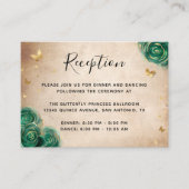 Groene en Gouden Roos Elegante Details Informatiekaartje (Voorkant)