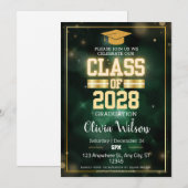 Groene en Gouden School Afstudeerfeest Kaart (Voorkant / Achterkant)