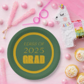 Groene en gouden schoolkleuren afstudeerfeest papieren bordje (Feest)