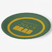 Groene en gouden schoolkleuren afstudeerfeest papieren bordje (Gekanteld)