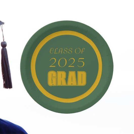 Groene en gouden schoolkleuren afstudeerfeest papieren bordje