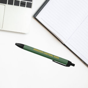Groene en gouden schoolkleuren en naam zwarte inkt pen