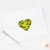 Groene en Gouden Shamrock Hart Sticker (Envelop)