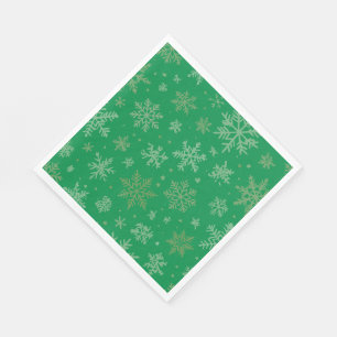 Groene en gouden sneeuwvlokken servet