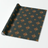 " GROENE EN GOUDEN SNOWFLAKES" CADEAUPAPIER (Uitgerold)
