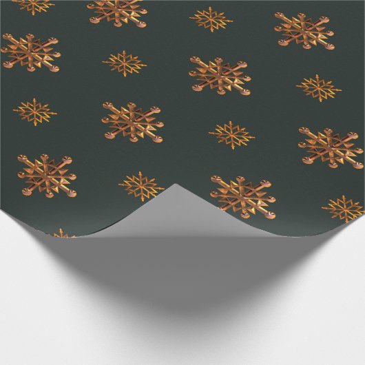 " GROENE EN GOUDEN SNOWFLAKES" CADEAUPAPIER (Hoek)