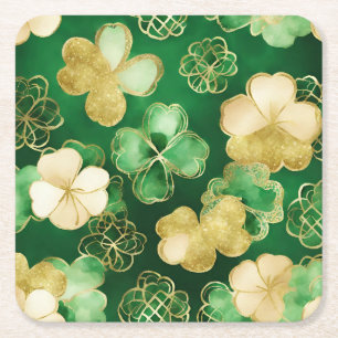 Groene en gouden St. Patrick's Day klaver Kartonnen Onderzetters