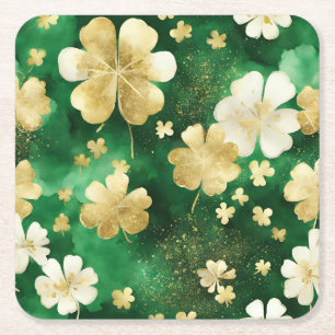 Groene en gouden St. Patrick's Day klaver Kartonnen Onderzetters