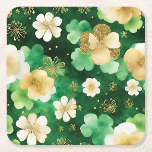 Groene en gouden St. Patrick's Day Shamrock Kartonnen Onderzetters