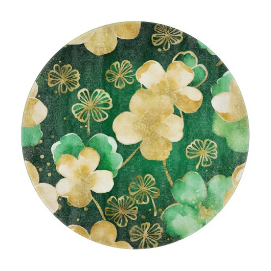 Groene en gouden St. Patrick's Day Shamrock Snijplank (Voorkant)