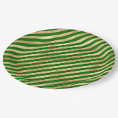 Groene en Gouden Strepen Feestelijke Papieren Bord (Gekanteld)