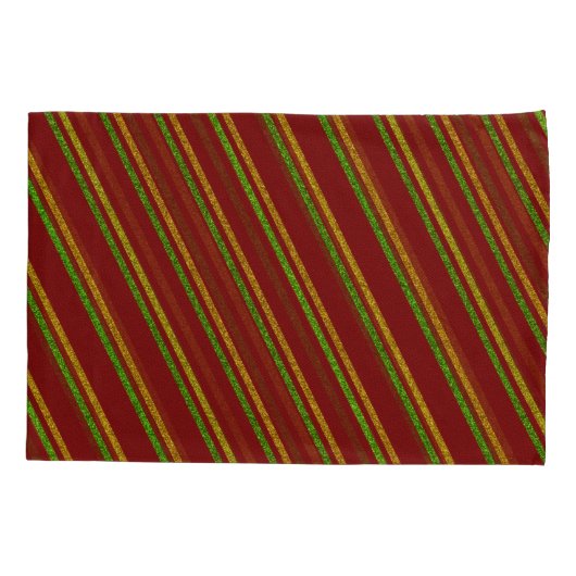 Groene en gouden strepen Glitter Kussensloop (Achterkant-Links)