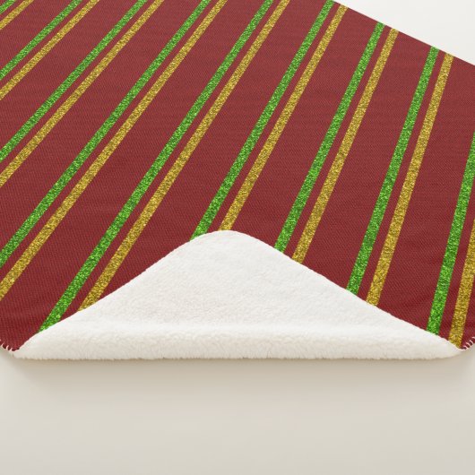 Groene en gouden strepen Glitter Sherpa Deken (3/4)