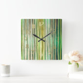 Groene en gouden strepen vierkante klok (Huis)