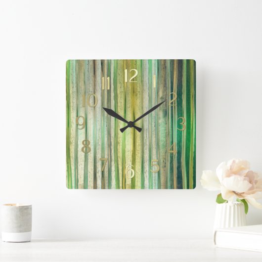 Groene en gouden strepen vierkante klok (Huis)