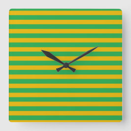 Groene en gouden strepen vierkante klok