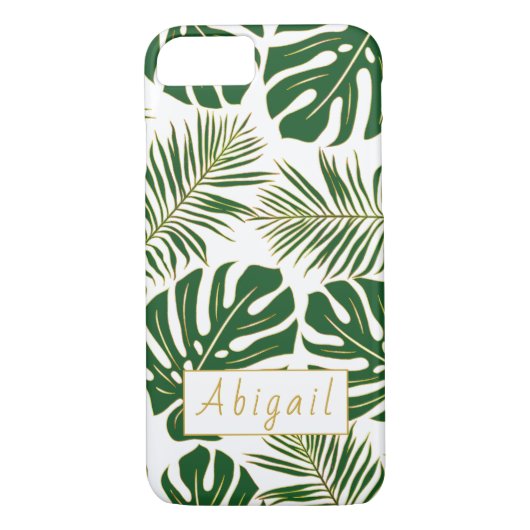 Groene en gouden tropische bladeren modern Case-Mate iPhone case (Achterkant)