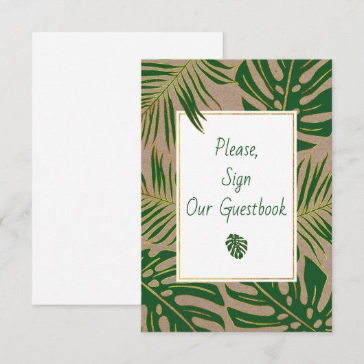 Groene en gouden tropische bladeren tekenen ons ga kaart (Voorkant / Achterkant)