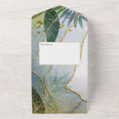 Groene en gouden tropische bruiloft all in one uitnodiging (Buitenkant)
