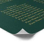 Groene en gouden trouwstoelindeling poster (Hoek)
