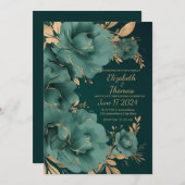 Groene en gouden trouwuitnodiging. kaart (Voorkant / Achterkant)