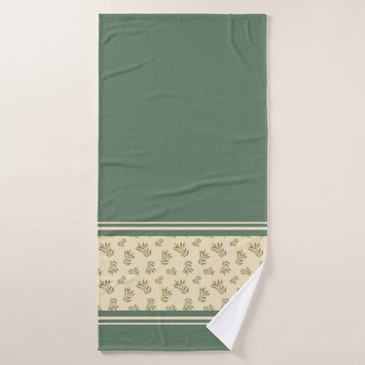 Groene en gouden twijgen Botanische Patroon Handdo Badhanddoek (Badhanddoek)