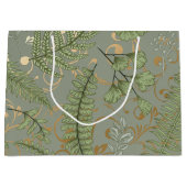 Groene en gouden varen patroon groot cadeauzakje (Voorkant)