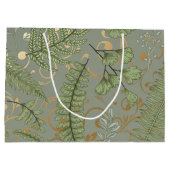 Groene en gouden varen patroon groot cadeauzakje (Achterkant)