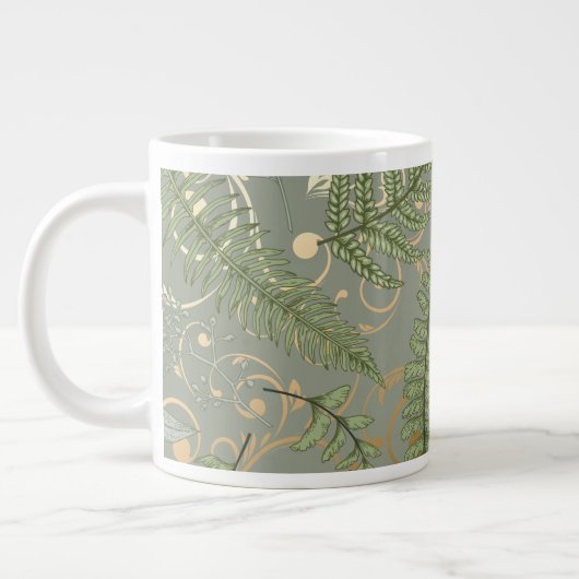 Groene en gouden varen patroon grote koffiekop (Links)
