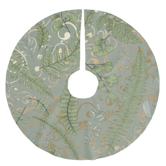 Groene en gouden varen patroon kerstboom rok (Voorkant)