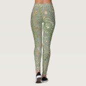 Groene en gouden varen patroon leggings (Achterkant)