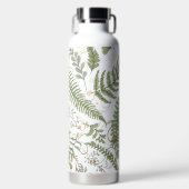 Groene en gouden varen patroon waterfles (Voorkant)