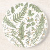 Groene en gouden varen patroon zandsteen onderzetter (Voorkant)