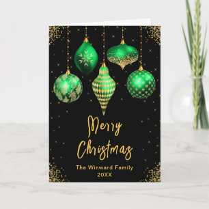 Groene en Gouden Versieringen Prettig Kerstfeest Feestdagen Kaart