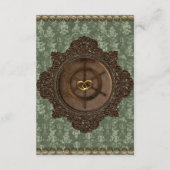 Groene en Gouden Victoriaanse Steampunk Ontvangst Informatiekaartje (Achterkant)