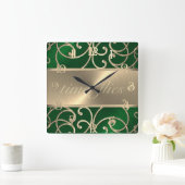 Groene en gouden vliegklok vierkante klok (Huis)