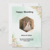 Groene en gouden Waterverf bruiloft Kaart (Achterkant)