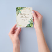 Groene en gouden Waterverf bruiloft uitnodiging Flyer (Hand)