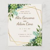 Groene en gouden Waterverf bruiloft uitnodiging Flyer (Voorkant)