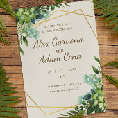 Groene en gouden Waterverf bruiloft uitnodiging Flyer