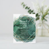 Groene en gouden Waterverf Brunch en Bubble Kaart (Staand voorkant)