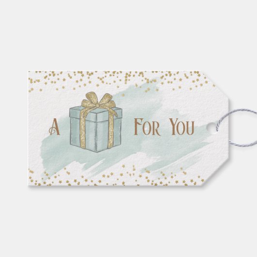 Groene en gouden Waterverven een cadeau voor u Cadeaulabel (Voorkant (Horizontaal))