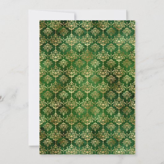 Groene en gouden winterdamast 21e verjaardag kaart (Achterkant)